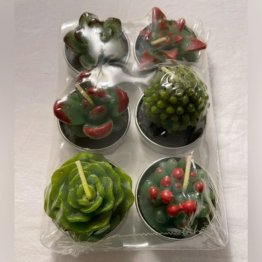 Succulent and Cactus Tealight Candles Set of 6